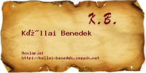 Kállai Benedek névjegykártya